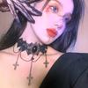 Gothic Dark Lolita Lace Cross Collarbone Chain Choker Neck Strap Halloween Punk Collar Female Cool
