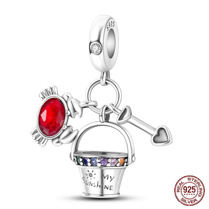 Copper Red Color Collection Heart Shape Charm Bead Charms Bead Charms Suitcase Pendant Compatible With Authentic Bracelets Lucky Jewellery Gifts