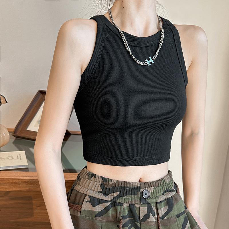 

Белый жилет на подтяжках для женщин с внутренней майкой без рукавов для летней носки, короткий топ, открывающий живот, для сексуальной девушки M