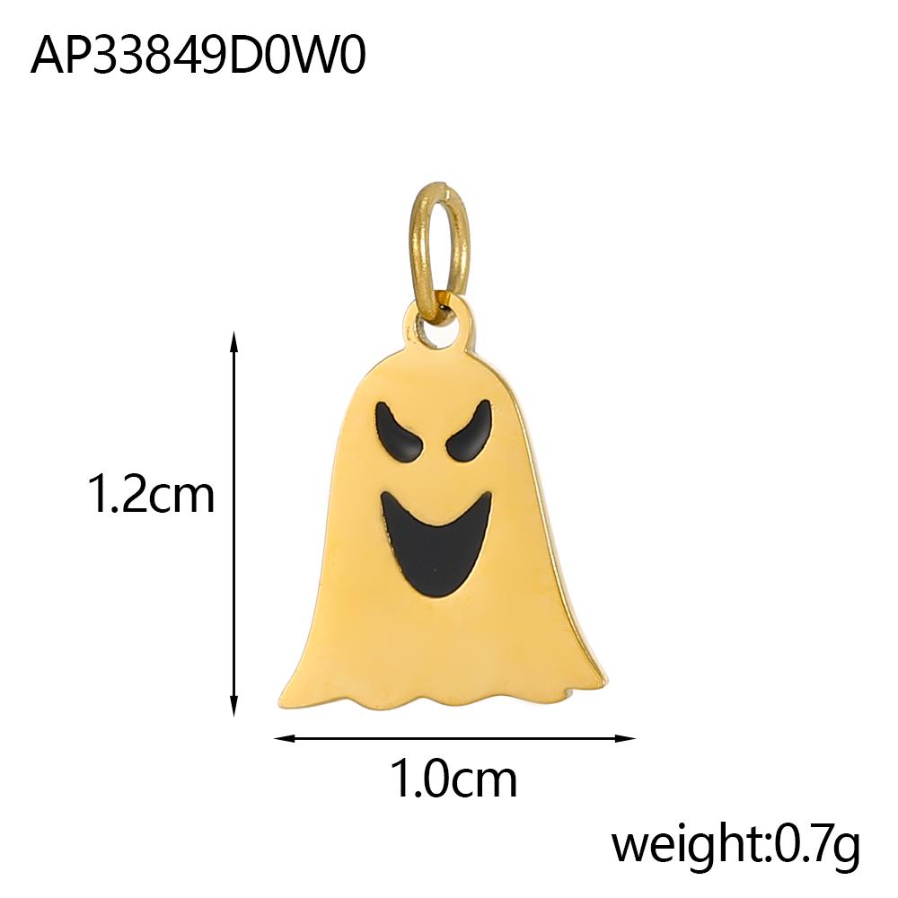 CARLIDANA Halloween Fun Party Accessories Charm Stainless Steel Pumpkin Skull Ghost Gold Plated Hat Titanium Steel Pendant
