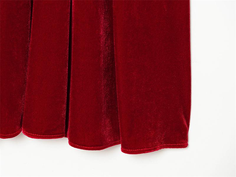 Summer 2025 Women's Sleeveless Velvet Midi Dress with Waist-Cinching Design