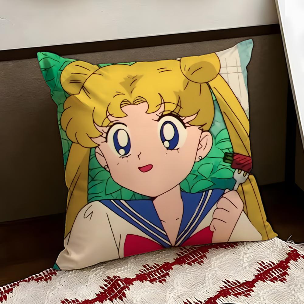 SSailor Anime MMoon Cushion Cover Reversible Soft Durable Pillow Cover Home Car MultiScene Use for Daily Comfort