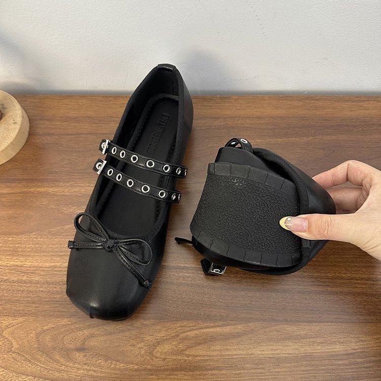 Fashion 2025 Hot Selling Square Toe Butterfly-knot Women Mary Jane Shoes Ladies Soft Sole Dress Flats Casual Street Style Ballet Shoes