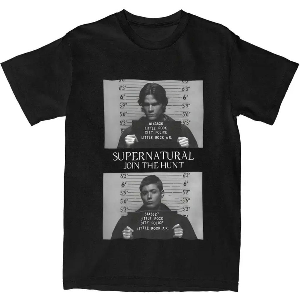 Retro Street Mens Supernatural TV Drama Retro Photo Pattern Tshirt Mens Tshirt Summer New Style Unisex Casual Tshirt