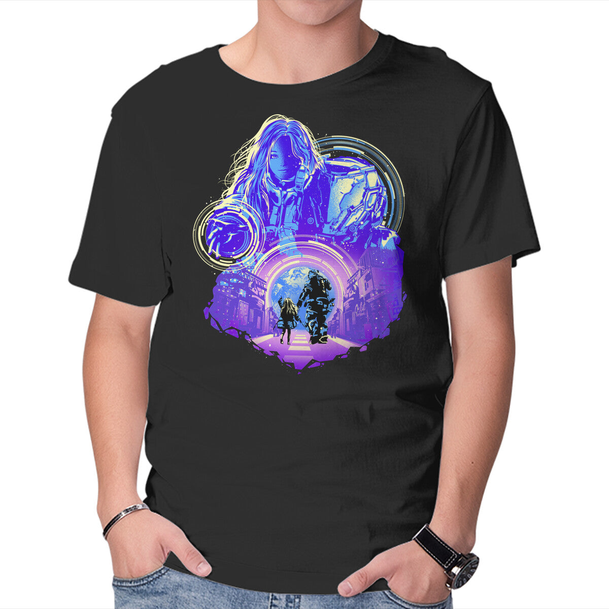 Unisex Crew Neck T-Shirt Lunars Adventure Graphic Short Sleeve Casual Tee S