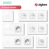 BSEED Comutator Tactil Zigbee cu 1/2/3/4 Module și Prize UE, Comutator Inteligent de Perete cu Ecran Tactil și Iluminare de Fundal Seria E