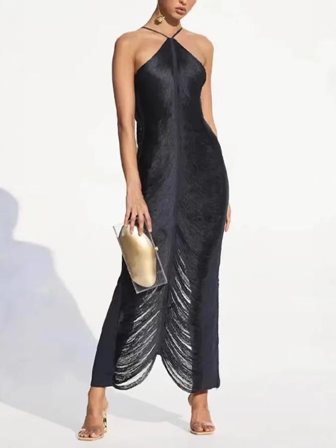 2026 Neuer Stil Damen Quasten Neckholder Maxikleid