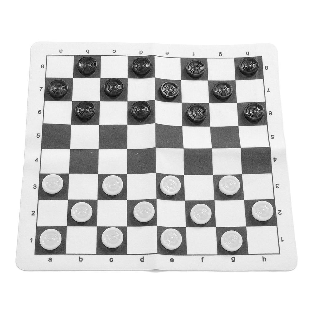 Set Dame Educațional Portabil Pliabil Tablă din Piele PU Joc de Societate de Dame pentru Copii Adulți