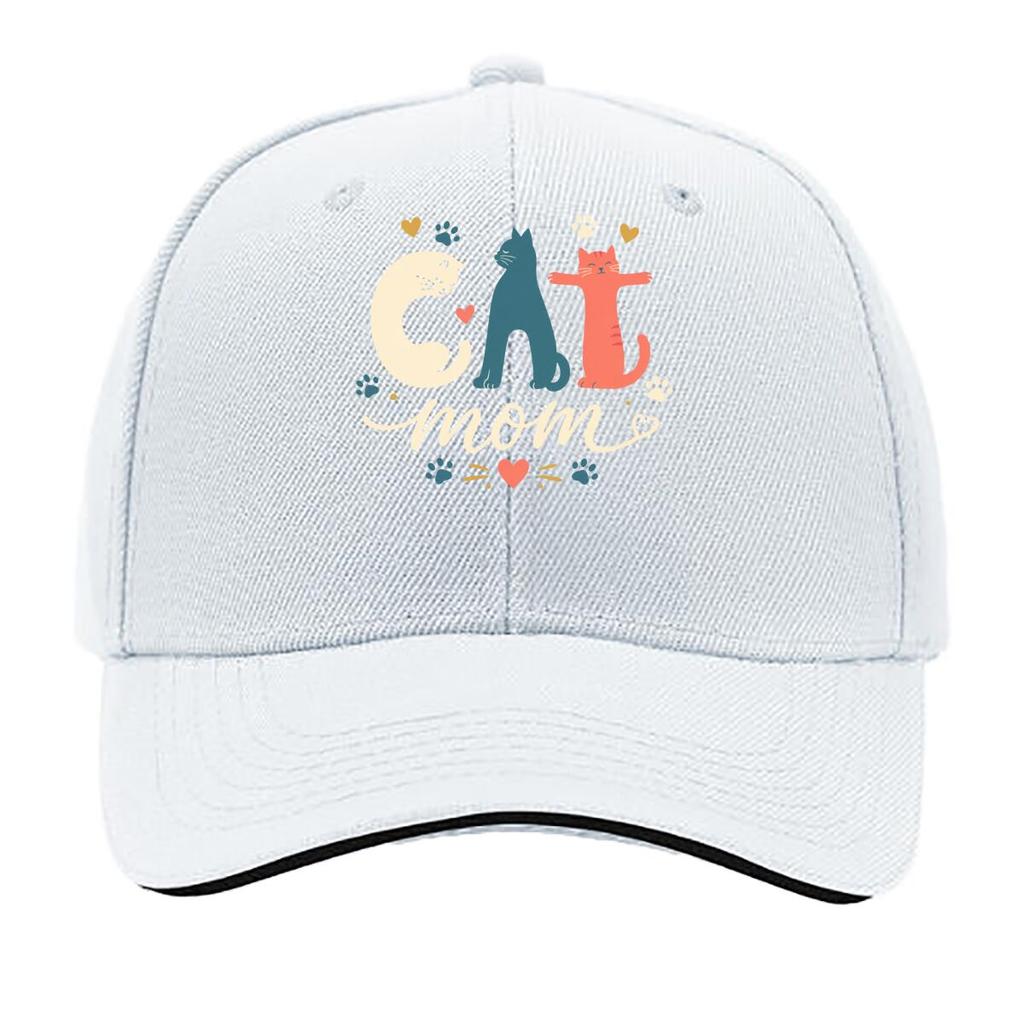 Playful Cat Mom Letter Silhouette Sandwich Baseball Cap Sun Cap Outdoor Workouts Hat