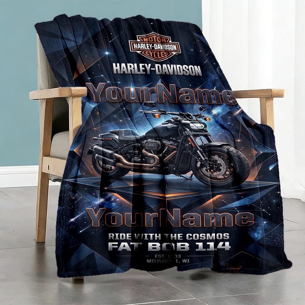 Harley-davidson Motorcycles Customize Text Blanket Lightweight Personalized Blanket Soft Warm Cozy Perfect for Office Chair Bedding Couch Chair