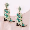 European and American creative new fashion personality temperament high sense earrings alloy boots inlaid with colored diamonds flower earrings women
