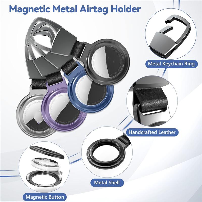 Metal Magnetic Adsorption Shockproof Case For Apple Airtag Locator Protective Sleeve Case For Air Tags Keychain Protector Bumper