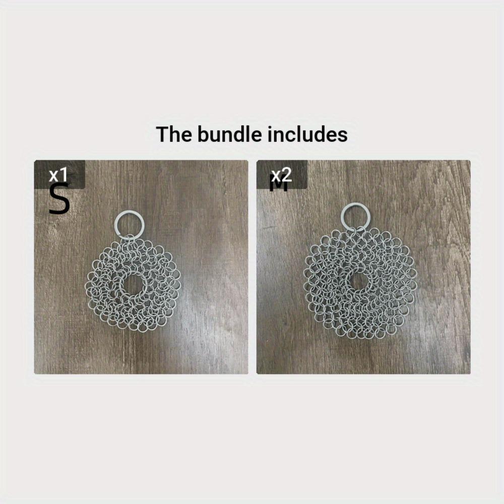 

Кольчужная щетка из нержавеющей стали, универсальная щетка для чистки чугуна и кухонной посуды, удобная конструкция для кастрюль, сковородок, барбекю и многого другого, для возвращения в школу, S+M*2