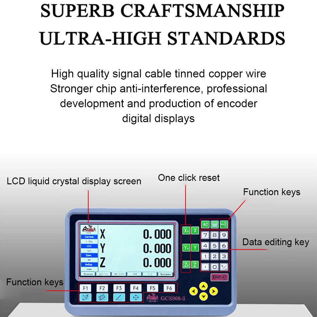 GCS908-3 Multilingual 2/3 Ax-is Milling Lathe LCD DRO Digital Readout Display GCS908-2 Display For TTL Linear Scale Displacement