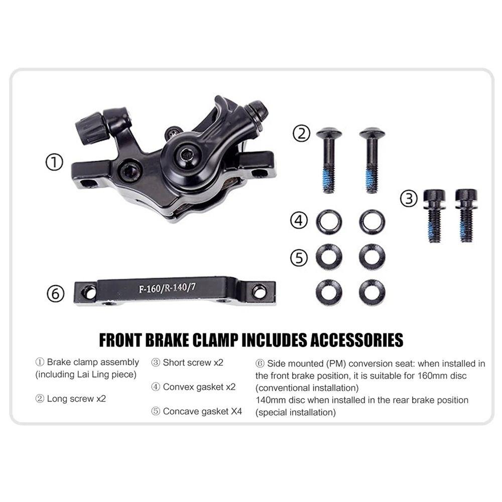 Aluminum Alloy MTB Brake Caliper Front/Rear Line Pulling Bicycle Mechanical Disc Brake Set 160mm Light Bike Pushes Caliper