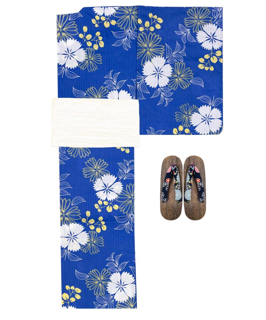 Set Yukata Junior Retro Țesătură Schimbată Set 3 Piese Heiko C Fete Gunjo [KYOETSU] (Yukata, Obi, Geta) (110cm, 9. Nadeshiko)