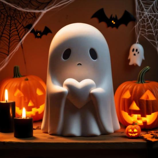 Halloween Kjærlighetshjerte Spøkelse Figur Frekk Langfinger Spøkelsesstatue Resin Skulptur Hjem Kontor Skrivebord Dekorasjon Ornament