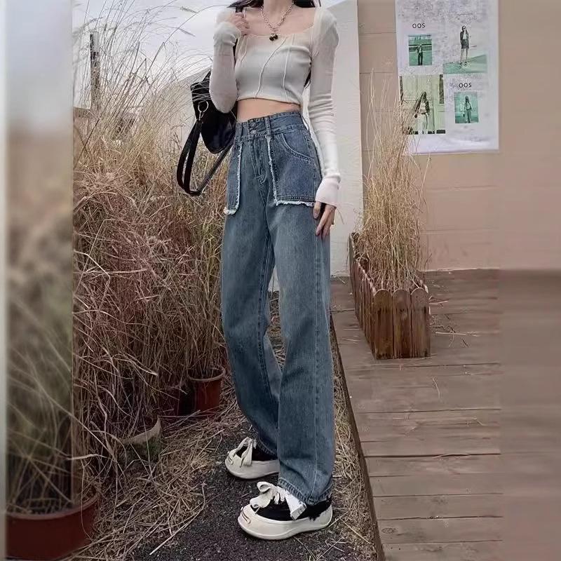 Plus Size Retro High Waist Wide Leg Jeans for Women - Slimming, Straight Leg, Floor-Length