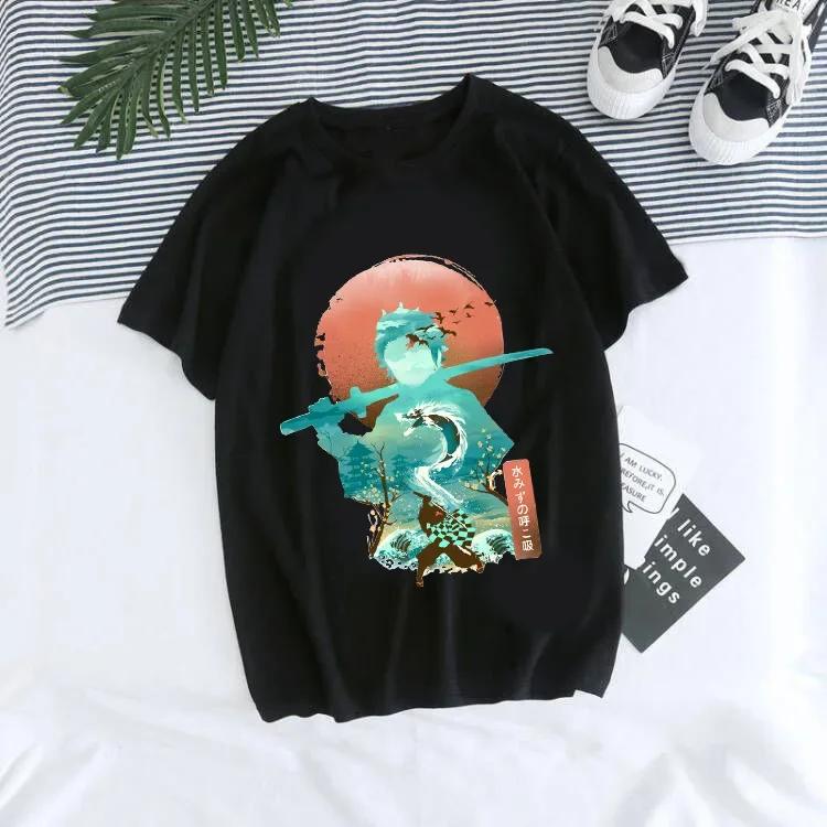 Japanisches Anime Demon Slayer T-Shirt für Damen Kimetsu No Yaiba Nezuko T-Shirt Weiblich Tanjirou Kamado Grafik y2k Kleidung Oberteile