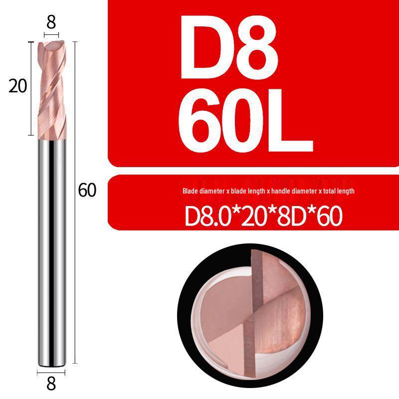 Tungsten Steel 2-Flute Carbide End Mill, 55° Keyway CNC Flat Bottom Cutter