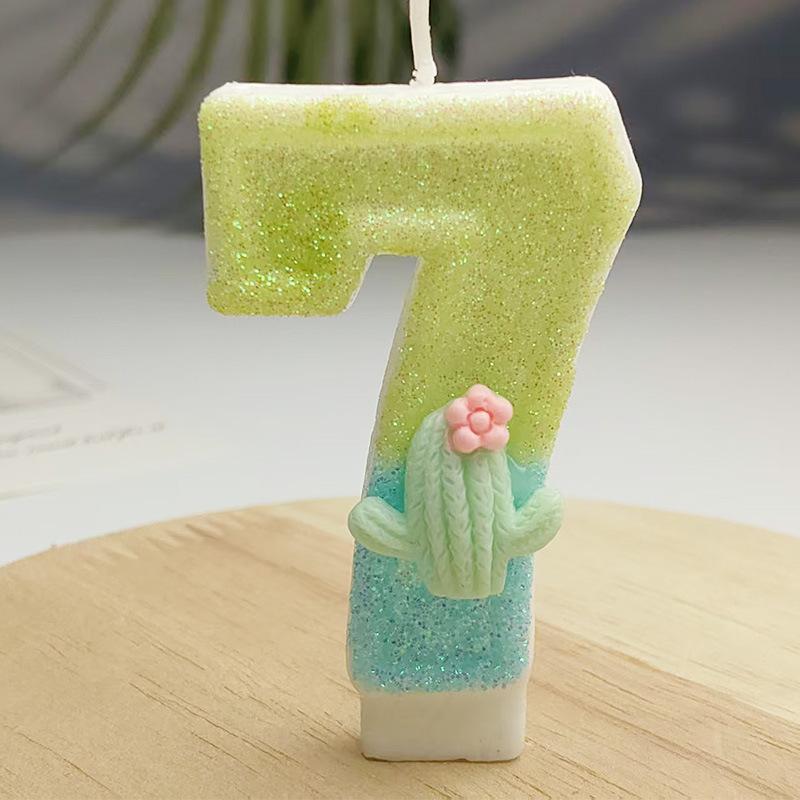 Creative Design Cactus Digital Candle Birthday Candle Party Festive Cake Decoration Atmosphere Props