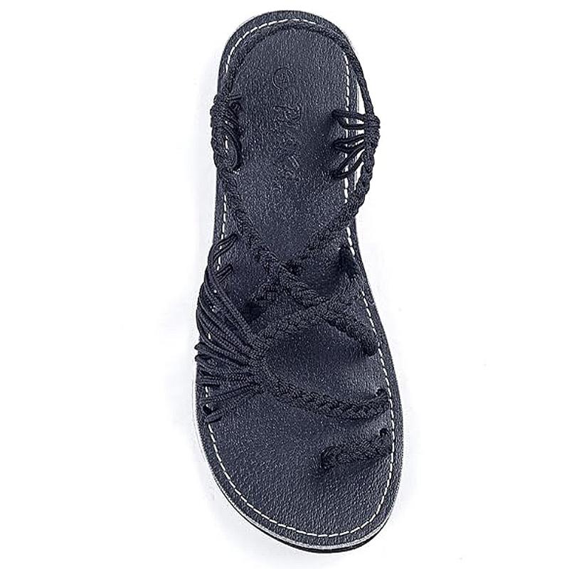 2025 Sandálias Trançadas de Tiras Sandálias Confortáveis de Corda Boêmia Sapatos de Verão de Bico Aberto para Mulheres para Praia Beira da Piscina Viagem Acampamento