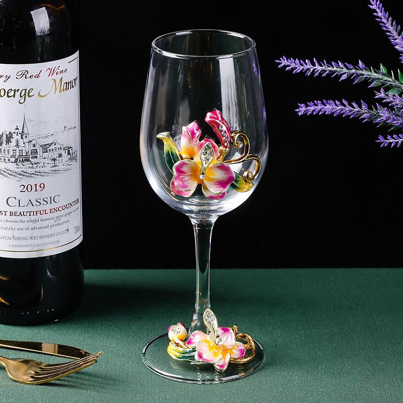 

Enamel Color Phalaenopsis Red Wine Glass High-End Goblet Rotating Decanter Wine Glass Scorpion Decanter