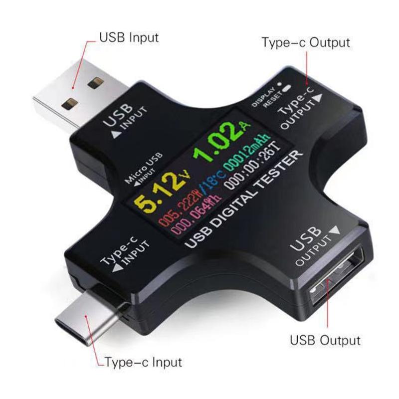 Color Screen USB C Voltages Current Meter with Advanced Bidirectional Current Detection USB C Voltmeter Ammeter Detector