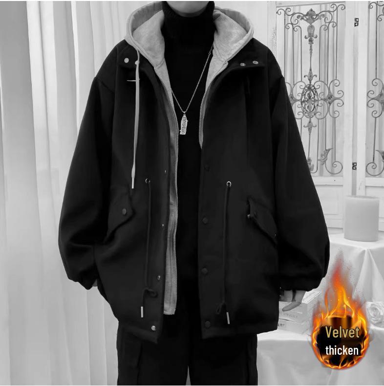 2025 Korean-Style High-End Loose Patchwork Fabric Windbreaker - Autumn/Winter Trendy Short Jacket