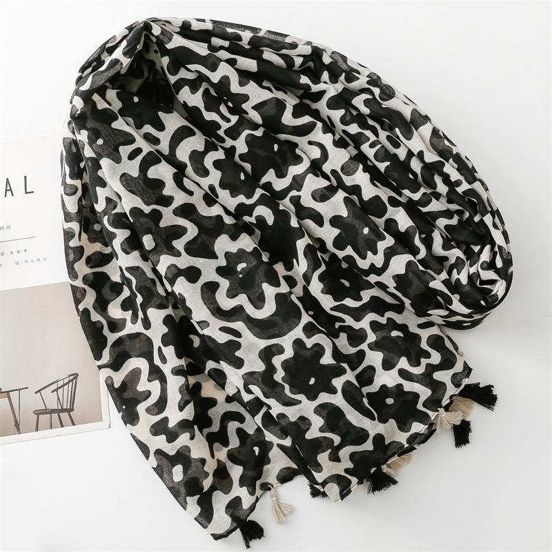 88*180cm Women Viscose Scarf Shawl Cotton Linen Feeling Tassel Pashmina Muslim Hijab Wrap Lady Female