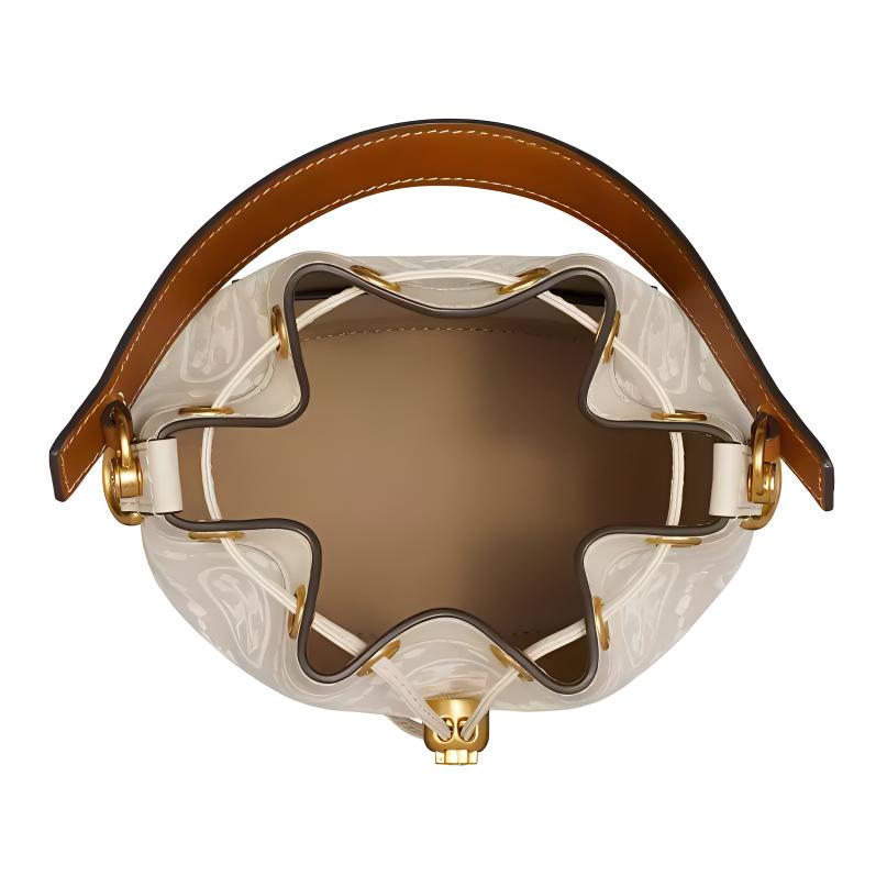 Tory Burch T Monogram Quilted Drawstring Bucket Bag With Detachable Shoulder Strap Women Bags Almond-White 150492-254