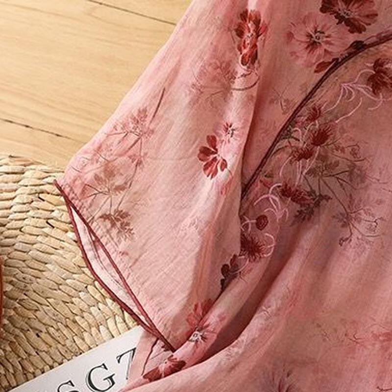 Xiao Fu Women's Elegant New Chinese Style Floral Short Sleeve Blouse