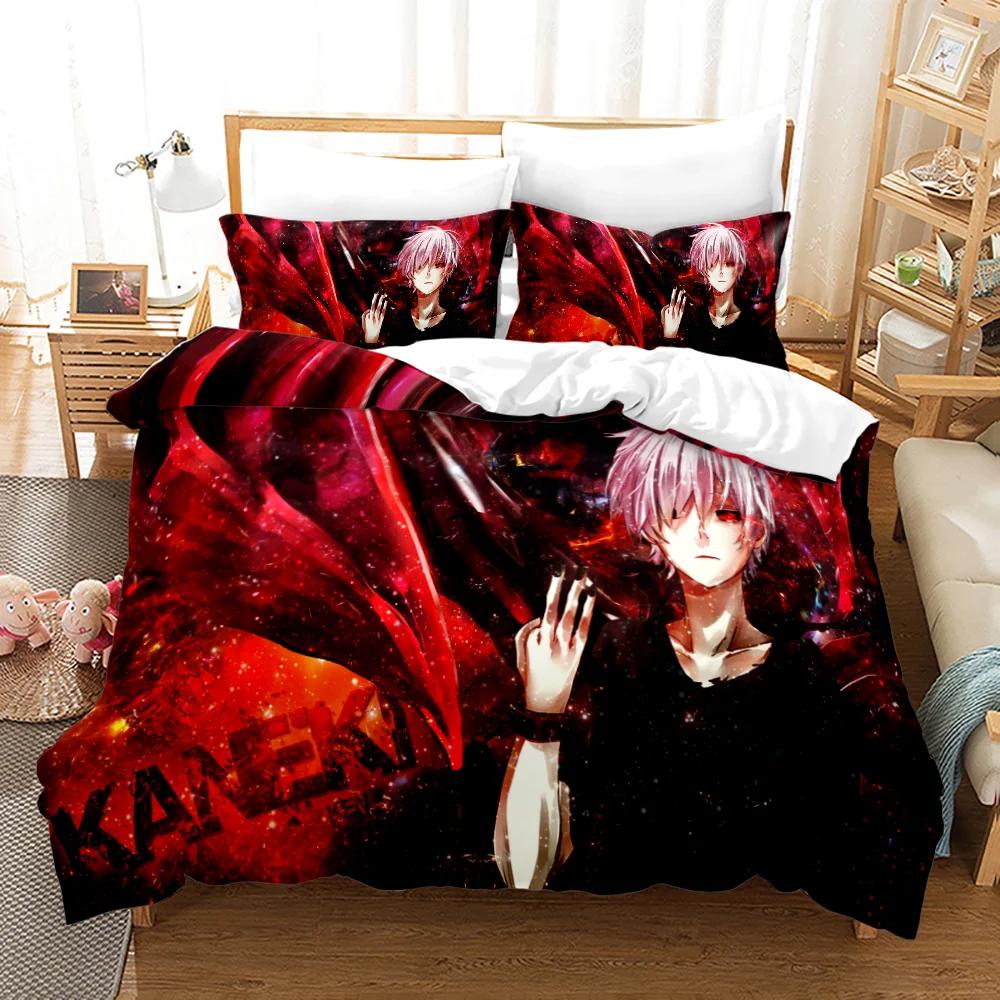 3D Printed Anime Tokyo Ghoul Bedding Set Duvet Cover Kaneki Ken Double Twin Full Queen King Adult Kids Bedclothes Quilt Cover