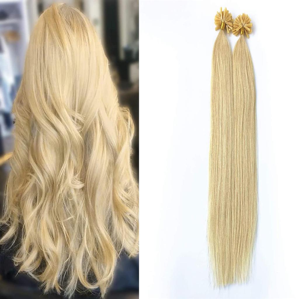 ALISY Menselijk Haar NAIL U TIP Tip Remy Haar Gekleurde Pruik Set Extensions, Extensions, Extensions, 50-Stuks (16-inch, 60#)