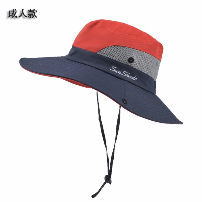 100% Polyester 9002 Summer Outdoor Sun Hat, Breathable Sun Hat, Folding Sun Hat, Female Ponytail Hole Fisherman Hat