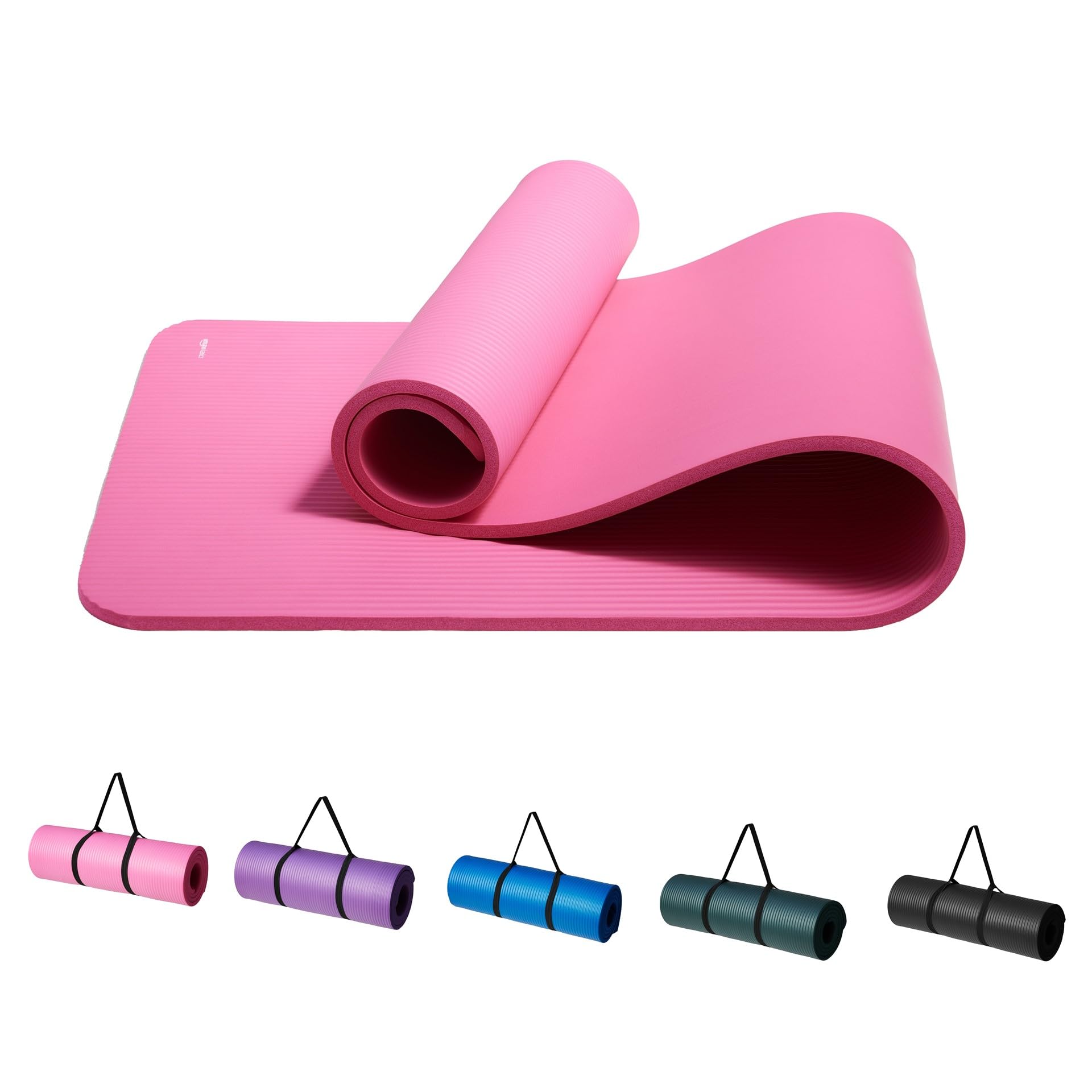 

Amazon Basics Thick Yoga Mat, 12mm, with Carry Strap, Workout Mat, Stretching Mat, Pilates Mat, 188x61x1.2cm, Pink