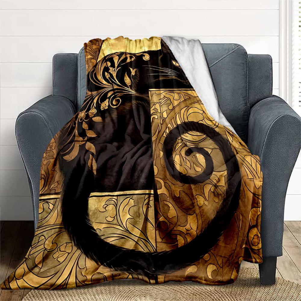 1PC Cat Artwork Outdoor Blanket Lightweight Flannel, Soft & Warm, All-Season Use for Sofa, Outdoor, Camping, Living Room, Office63