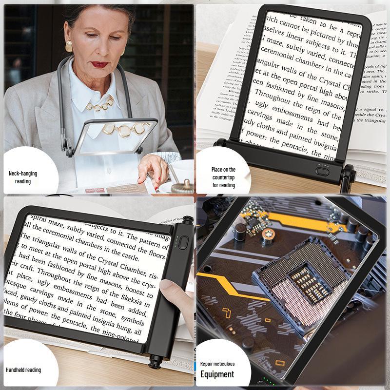 Handheld LED Magnifying Glass with 5X Lens for Seniors' Reading and Repairs