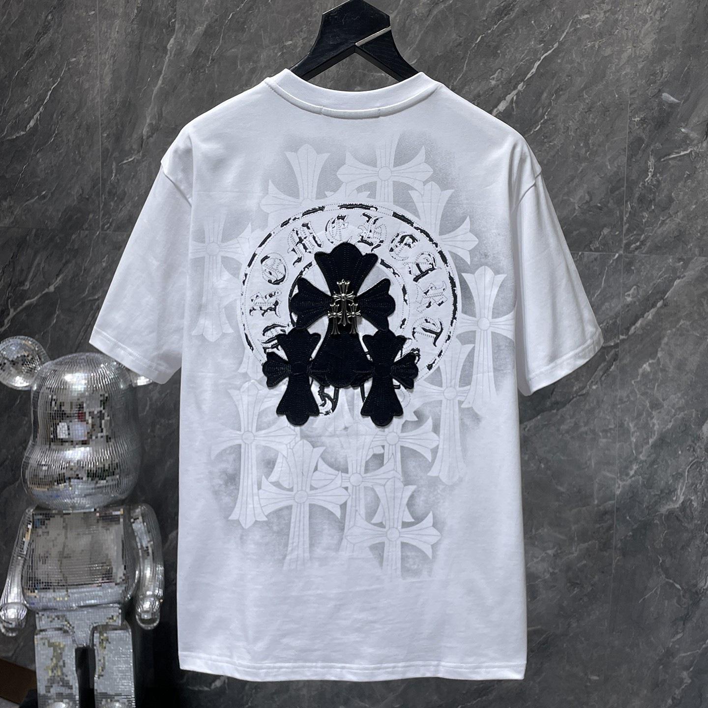 

8929 CHROME HEARTS 2026 Літо Нова Високоякісна Бавовняна Круглий Виріз Вільна Великий Розмір Чоловіча та Жіноча Футболка Футболка для Пари S білий