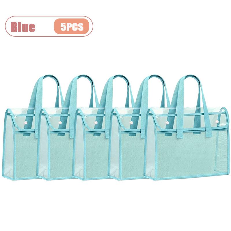 Thick Handled Document Folder Transparent Waterproof Durable Student Tutoring Paper Homework Book Storage Bag Organizer Pouch
