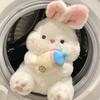 Niedliche Fütterflasche Hase Plüschtier Puppe niedliches weißes Kaninchen Wurfkissen Bett Schlafpüppchen Geburtstagsgeschenk