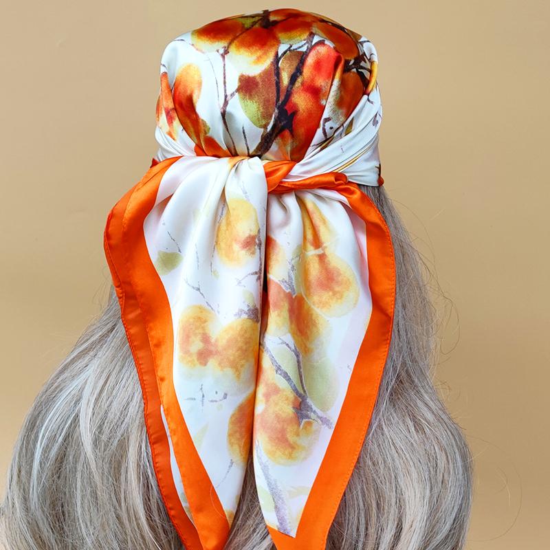 The Four Seasons Luxury Scarves Women Beach Sunscreen Square Kerchief Design Popular Silk Hijab New  Style 70X70CM Headscarf