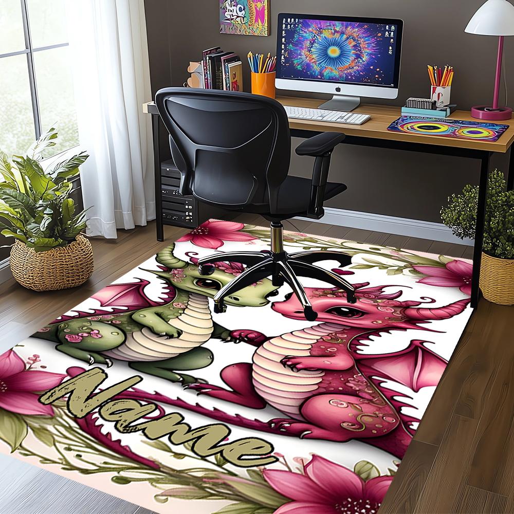 Custom Name Dragon Printed Carpet,Rug for Office Chair Living Room Bedroom Kitchen Room Decor Gifts.