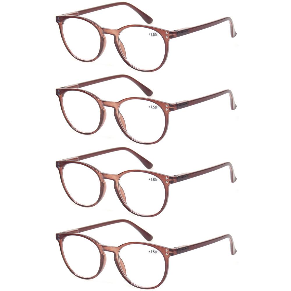 

Turezing 4 Pack Reading Glasses Men Women Spring Hinge Oval Frame Hd Prescription Eyeglasses Reader Diopter 0~600 +6.0