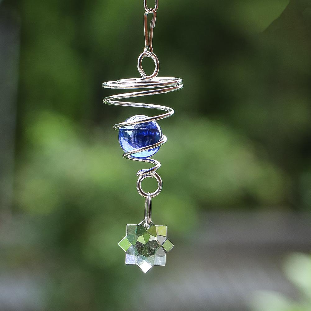 D5 Gazing Ball Spiral Tail DIY Suncatcher Wind Spinner Stabilizer Crystal Prism Rainbow Maker Garden Hanging Decor+ Swivel Hook