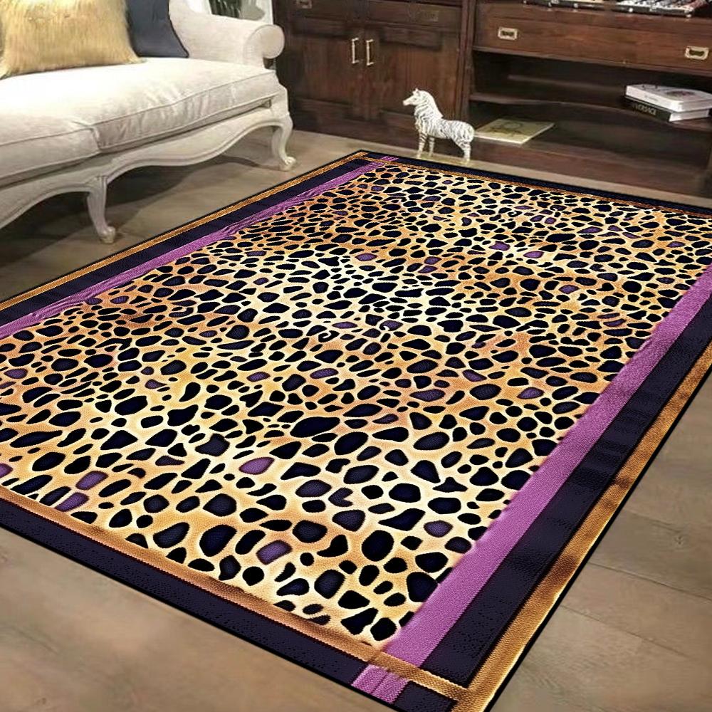 

Nordic Style Leopard Decorative Rug for Living Room Large Area Soft Flannel Bedroom Carpet Non-slip Easy Cleaning Study Foot Mat 60*90cm