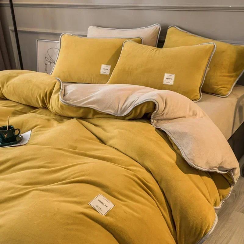New Winter Coral Velvet Warm Sheets Soft Plush Pillowcases Flannel Sheets Bedding for Home Use