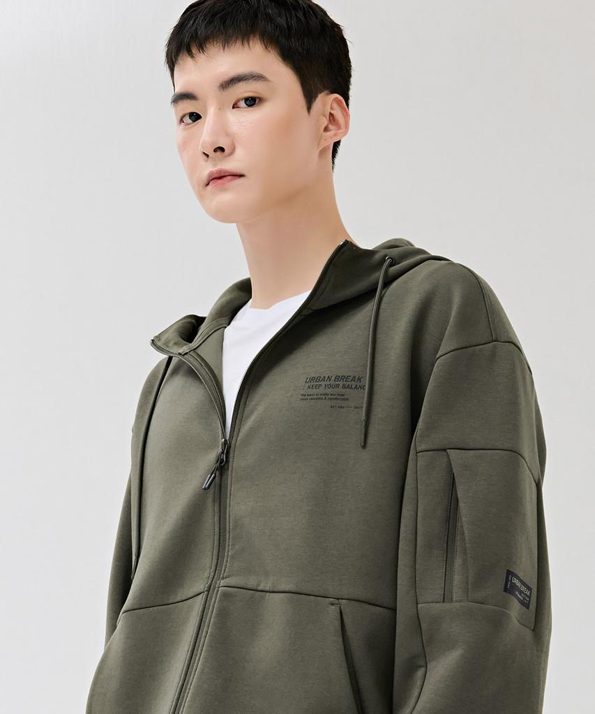 Chasecult Men'S Sleeve Pocket Zip-Up Hoodie - Khaki