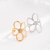 1Pcs Hollowed-out flower stainless steel ring - elegant and bold women's finger ring
