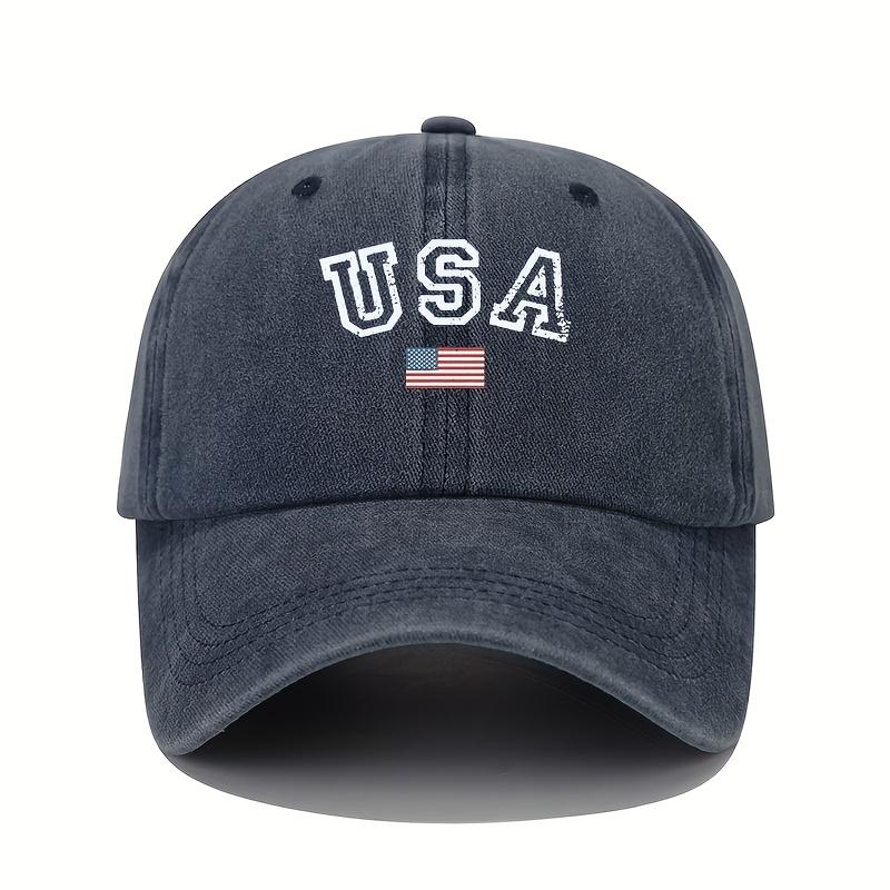 The American flag printed baseball cap is an adjustable and lightweight all season hat for travel equipment